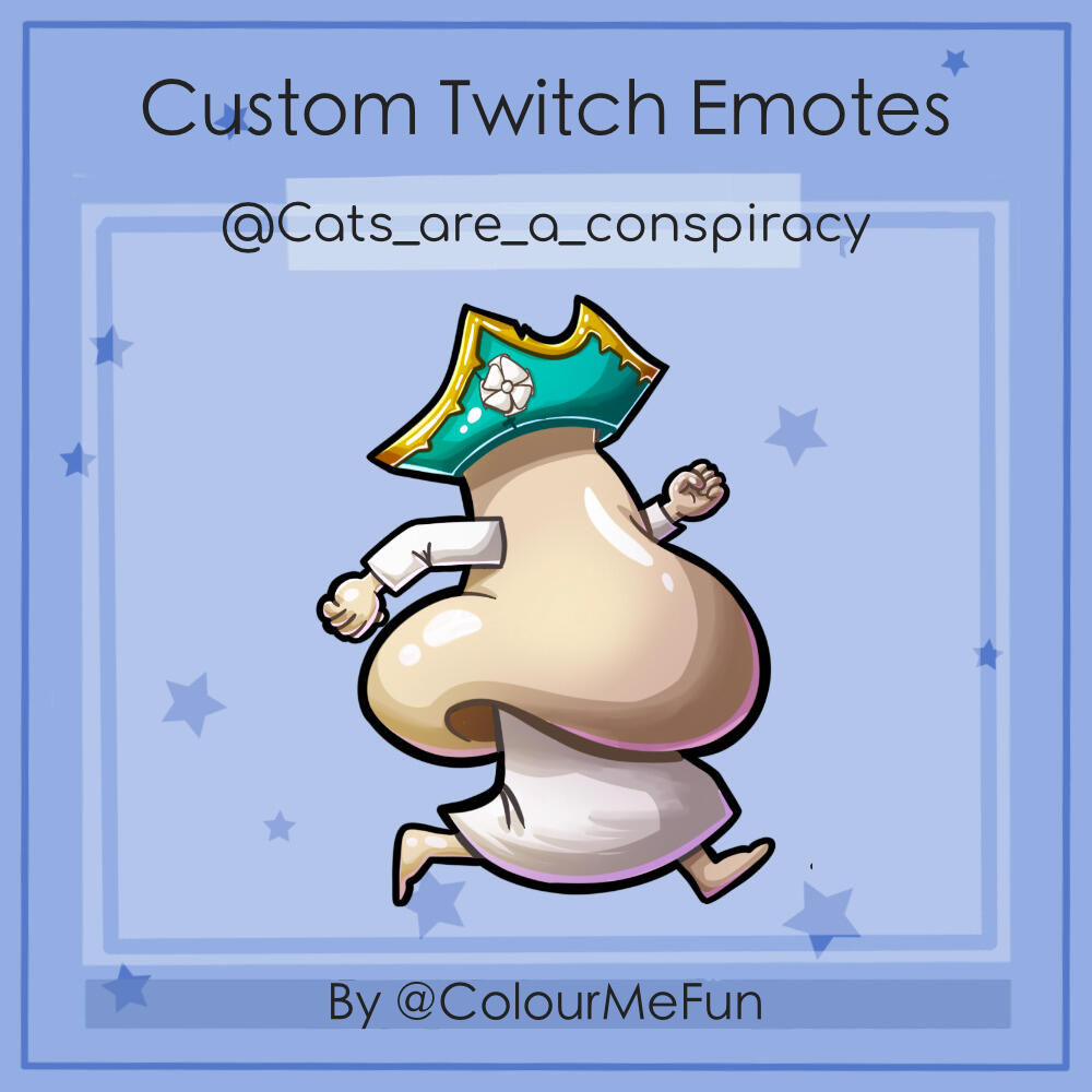 Custom emote for Curini. It's a happy purple octopus cheering with confetti falling down.